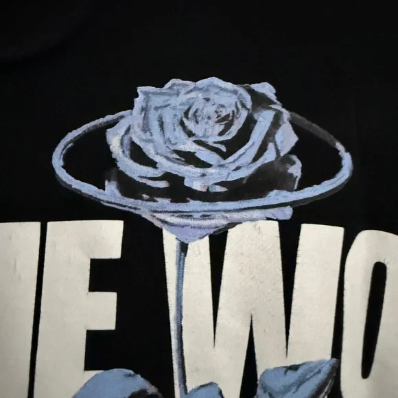 VLone Pop Smoke Collab Black Hoodie with Blue Rose Graphic